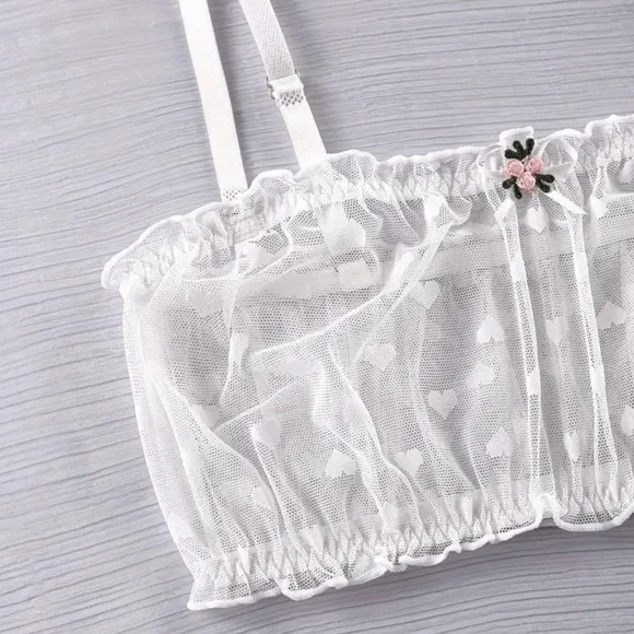 Elegant Sheer Hearts Lingerie Set - Picture 3 of 8